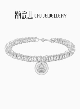 潮宏基盘缠银足银手链