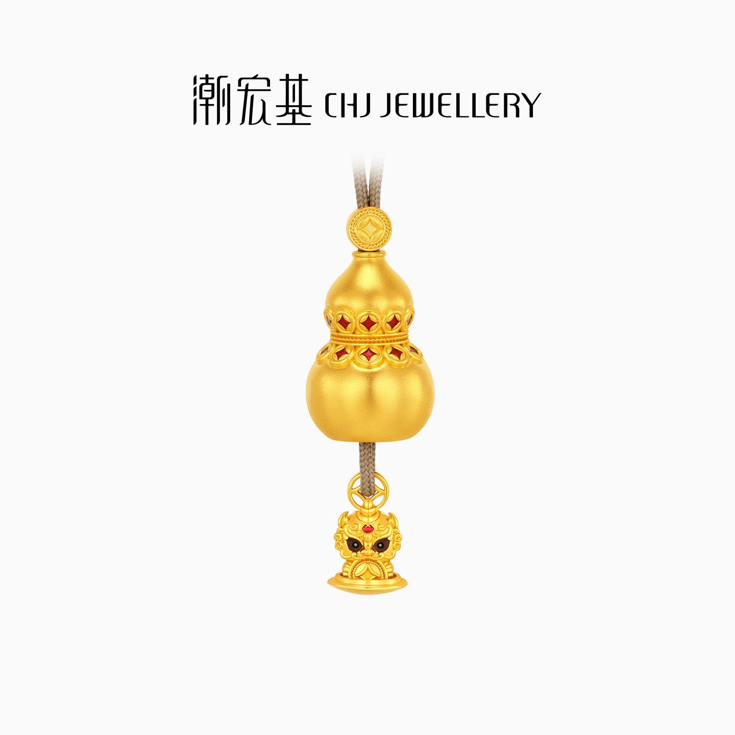 潮宏基小胖葫黄金项链足金古法坠链套链葫芦可伸缩貔貅钱币女计价
