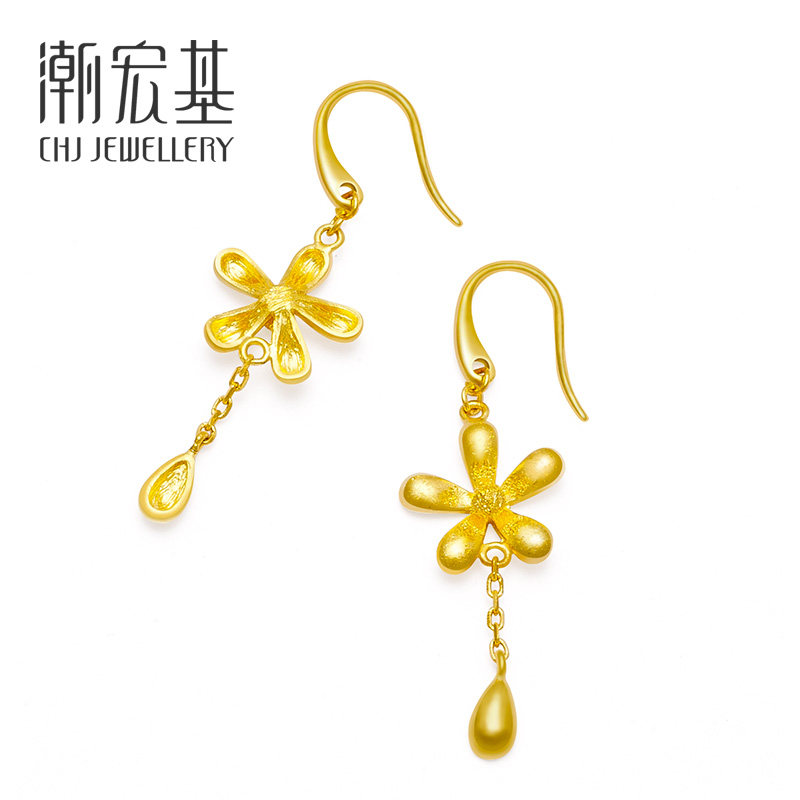 潮宏基珠宝 花想容 黄金足金耳坠耳环结婚婚庆女款 计价在类目 珠宝/钻石/翡翠/黄金, 黄金首饰（新）, 耳饰中 - 来自Buy2taobao.com提供专业的淘宝代购服务