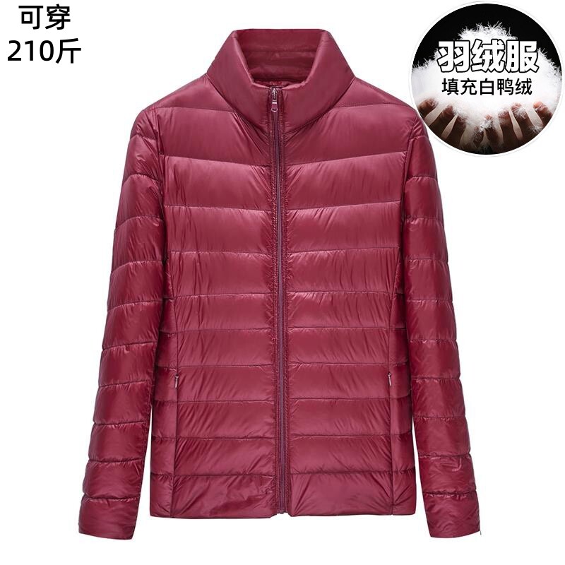 加肥加大码中老年人轻薄羽绒服200斤胖妈妈秋冬装薄款内胆棉袄女