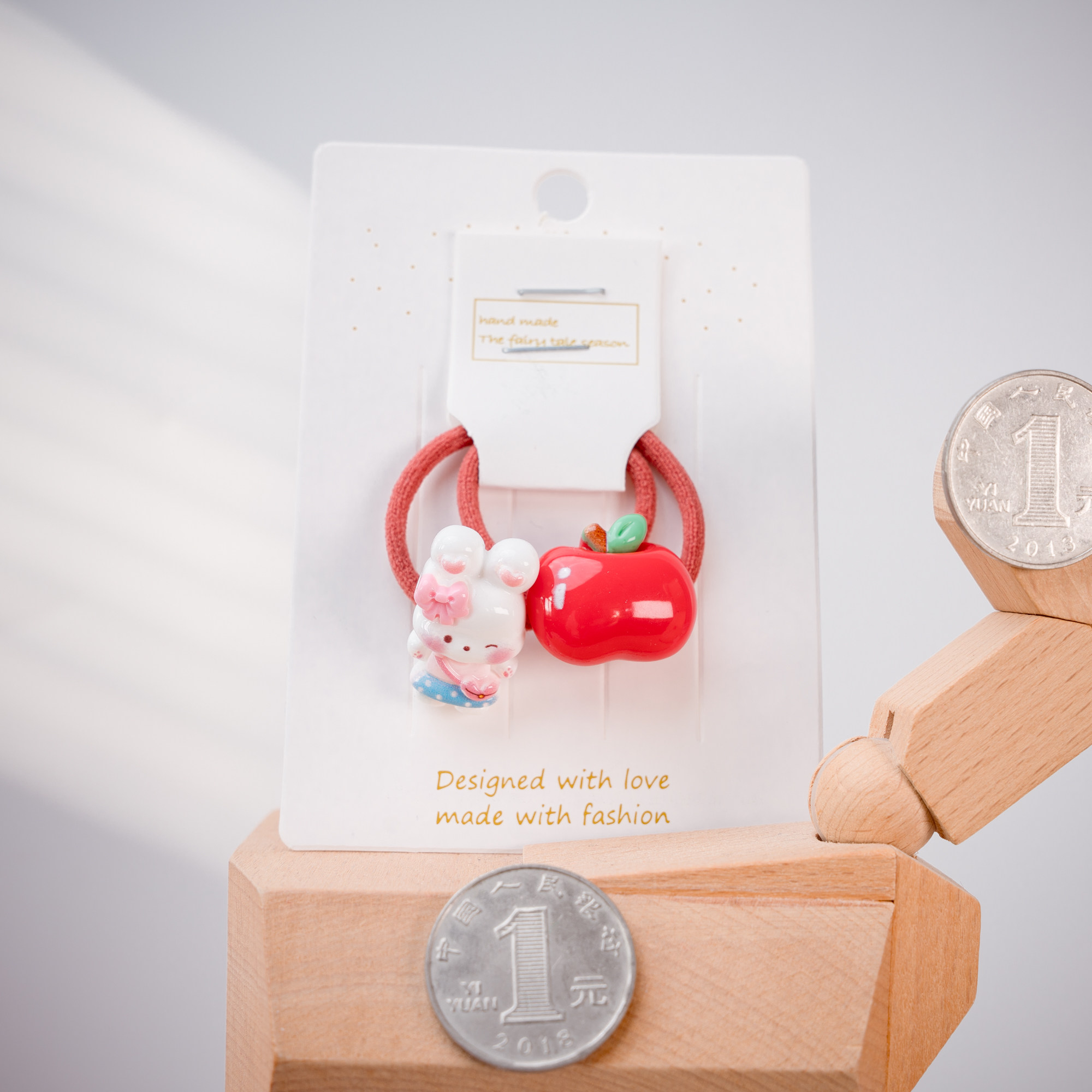 五对包邮可爱卡通兔子苹果发圈女童儿童小号发绳头绳发饰趣味造型