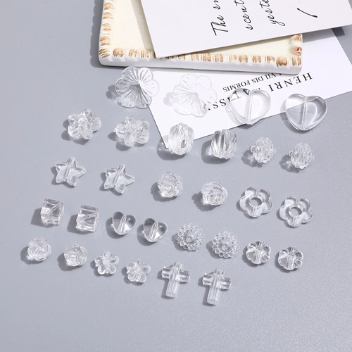 Прозрачные бусины, серьги ручной работы, ожерелье, аксессуары, в цветочек