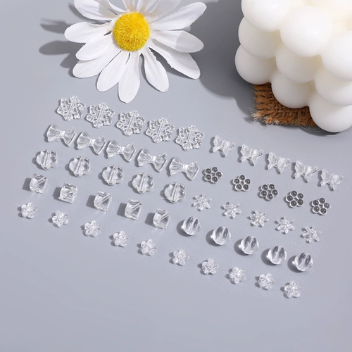 Прозрачные бусины, серьги ручной работы, ожерелье, аксессуары, в цветочек