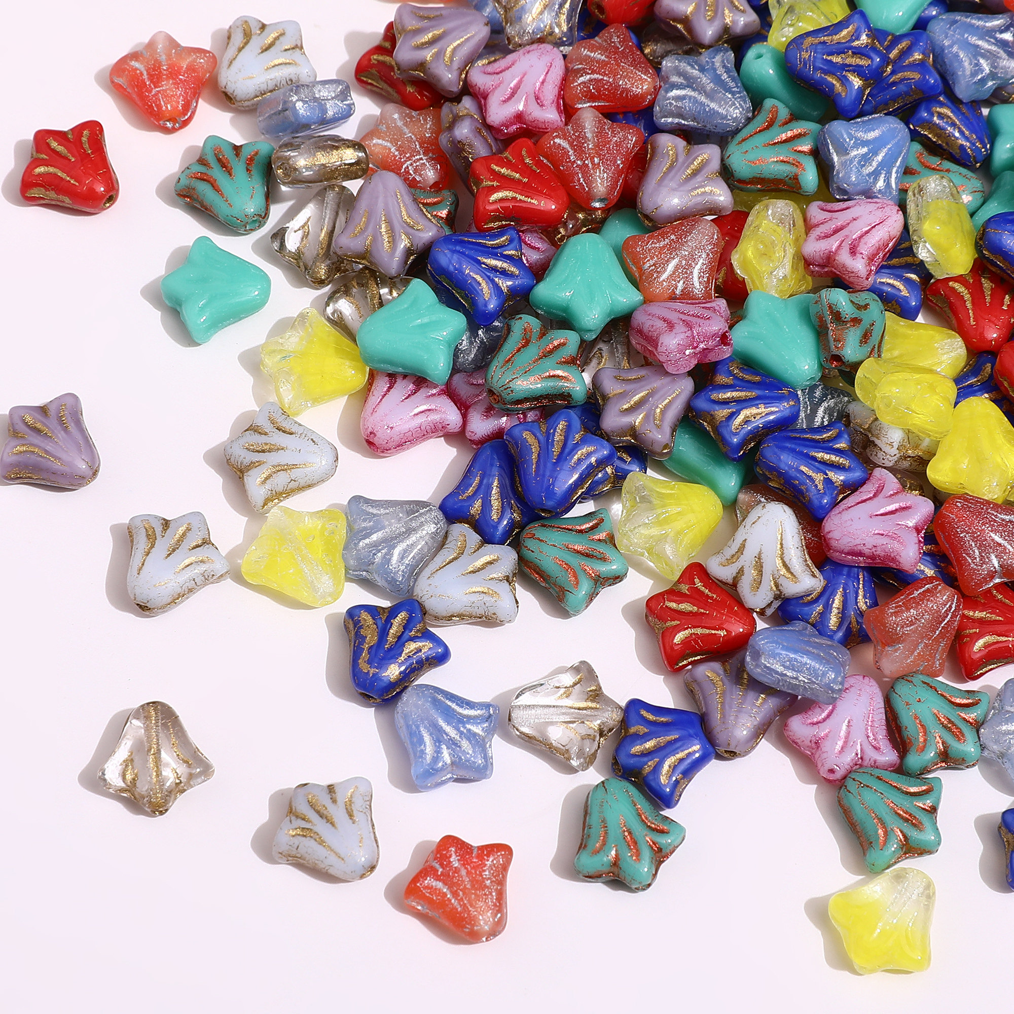 进口捷克珠 复古琉璃迷你百合花串珠diy手工耳饰品手项链配件材料