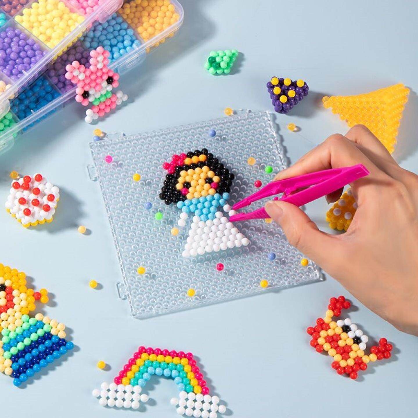 拼图豆儿童手工制作diy玩具珠子女孩动手动脑夜光珠水粘珠小孩子