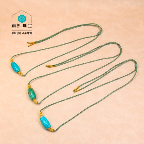 美松金曼珠网纹绿松石项链13.6mm多样性发一JM66-75