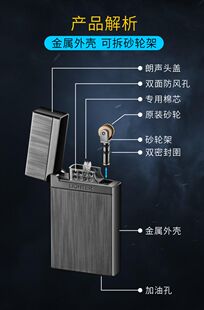 加油煤油打火机砂轮点火创意超薄商务清脆个性定制刻字送男友燃油