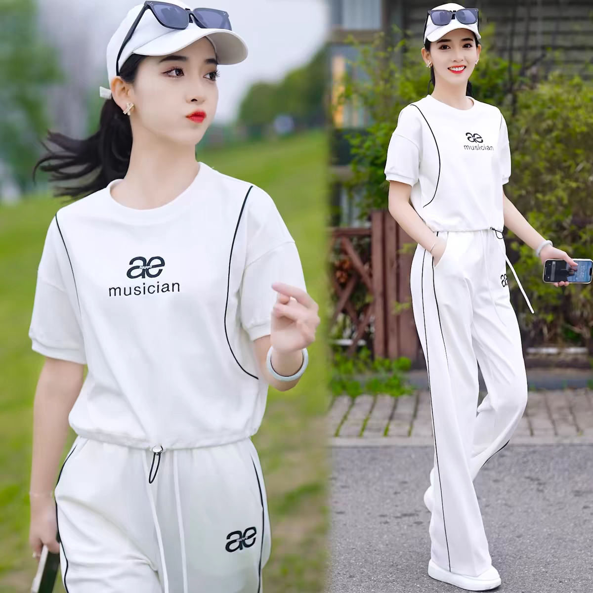 休闲运动套装女夏装穿搭一整套小个子显高洋气减龄短袖短裤两件套