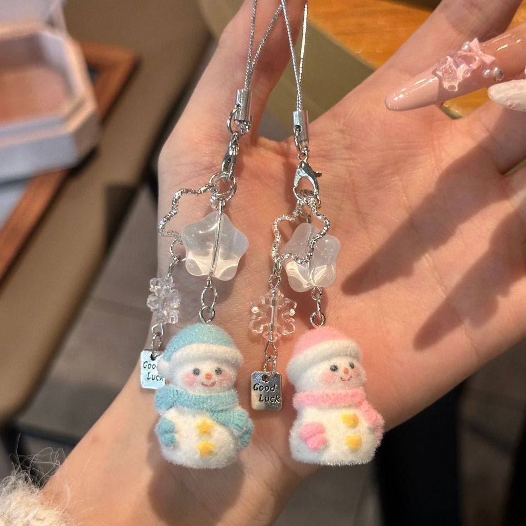 可爱植绒星星雪人挂件钥匙扣