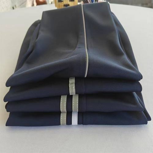 校服裤子反光灰色条薄款直筒初中