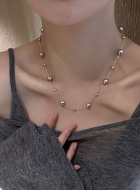 灰色满天星珍珠项链轻奢小众高级