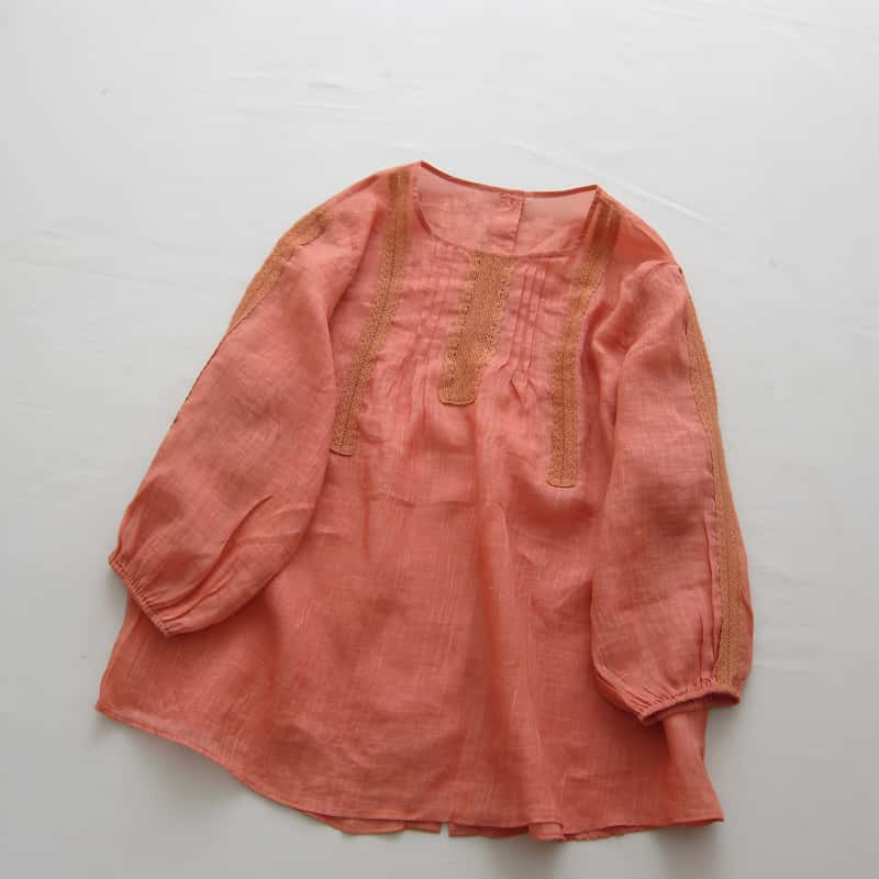 甜美风格精美花边 宽松 套头 七分袖 宽松 春夏新品 女装衬衫上衣