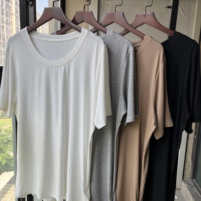 纯色莫代尔棉短袖T恤打底衫女夏