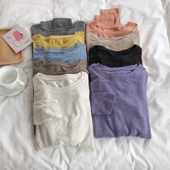 T恤女秋季 打底衫 宽松秋衣上衣 内搭圆领长袖 牛奶般柔糯亲肤基础款