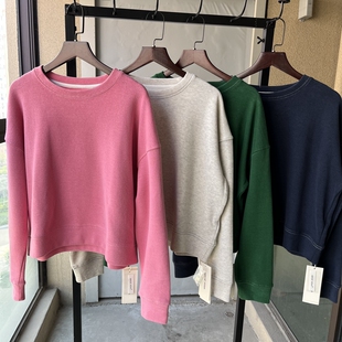 柔软米尼棉小个子短款 百搭内搭上衣潮 卫衣女秋冬高腰宽松显高薄款