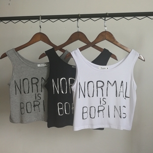 短款露脐字母莫代尔松垮小背心女夏季宽松显瘦休闲外穿打底吊带潮