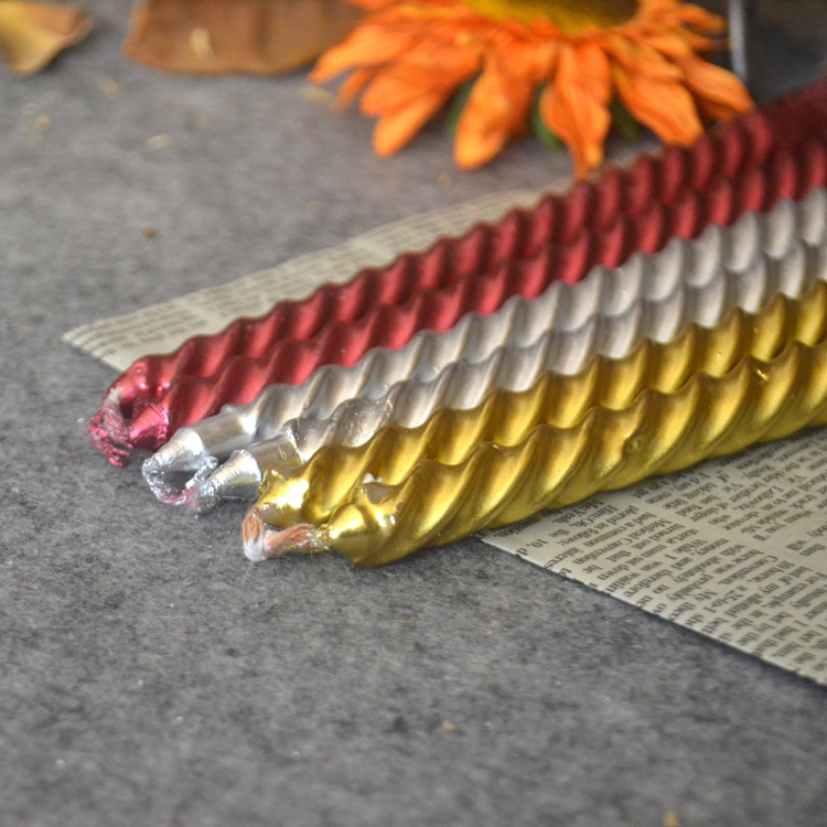 家居酒店欧式精美电镀蜡烛10寸