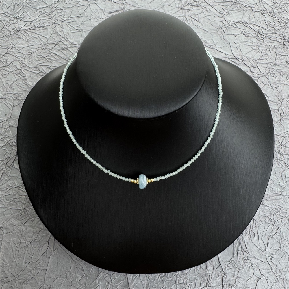 【处理捡漏】海蓝宝石+天然珍珠+切面猫眼石颈饰项链天然石