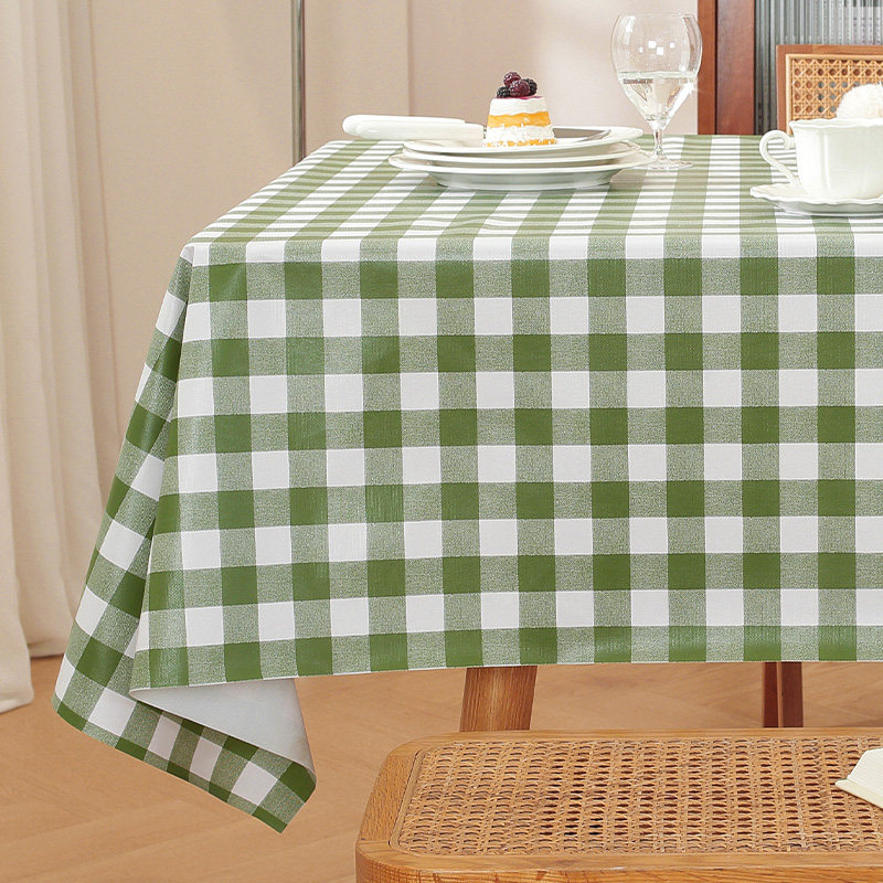 轻奢高级感格子防水防油免洗PVC长方形餐桌茶几桌布,居家布艺,桌布,淘宝优惠券,粉丝福利购,淘宝优惠卷