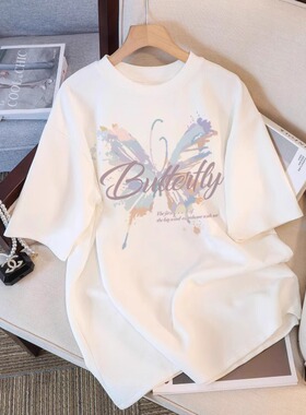 白色纯棉短袖t恤女夏季2025春季上衣女宽松小众设计感内搭打底衫