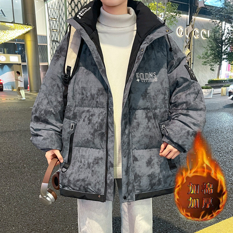 复古扎染棉服男冬季2025新款潮牌棉衣外套男加厚保暖青少年棉袄子