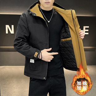 棉服男款冬季宽松休闲加绒加厚保暖棉衣外套秋冬款潮流连帽棉袄子