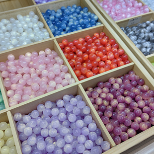 树脂圆珠鎏金双栖猫眼散珠串珠diy古风手工手串手链项链发簪珠子