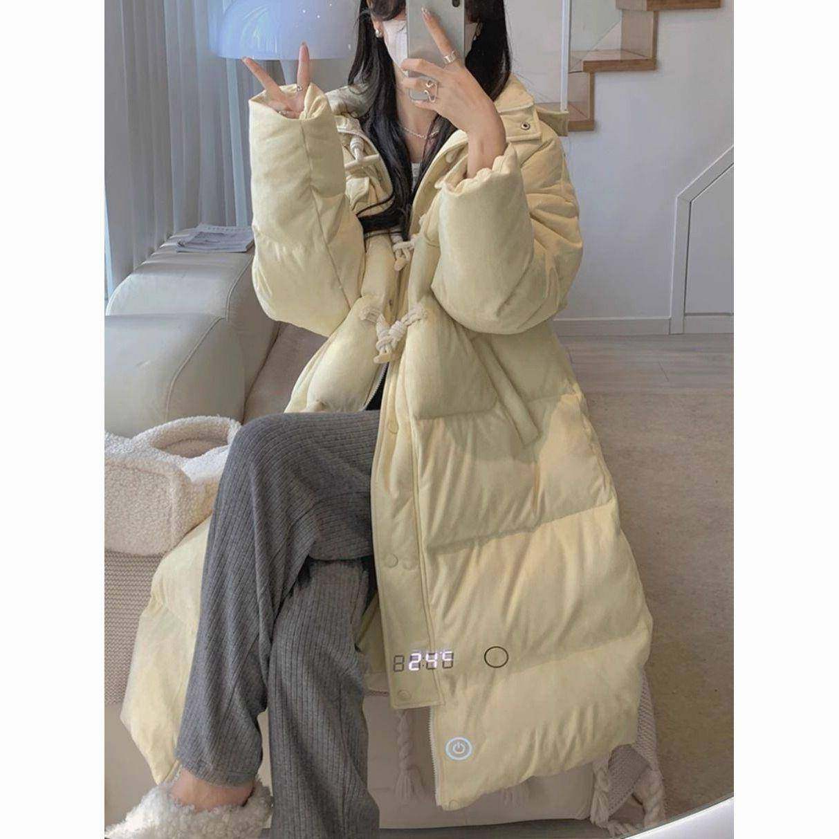 牛角羽绒服女中长款冬季新款过膝宽松毛领鸭绒外套加厚,女装/女士精品,羽绒服,淘宝优惠券,粉丝福利购,淘宝优惠卷