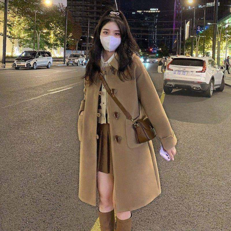 牛角扣学院风毛呢外套女2025秋冬新款中长款呢子大衣小个子宽松,女装/女士精品,大码呢大衣,淘宝优惠券,粉丝福利购,淘宝优惠卷