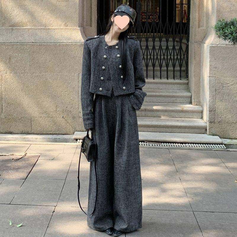 感时尚气质套装女秋冬季新款时髦毛呢短外套阔腿裤显瘦两件套,女装/女士精品,时尚套装,淘宝优惠券,粉丝福利购,淘宝优惠卷