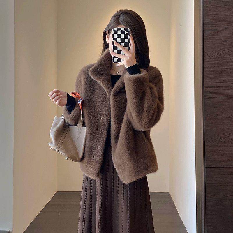 水貂绒皮毛一体立领毛毛外套女年轻款貂皮短款2025冬季皮草,女装/女士精品,皮草,淘宝优惠券,粉丝福利购,淘宝优惠卷