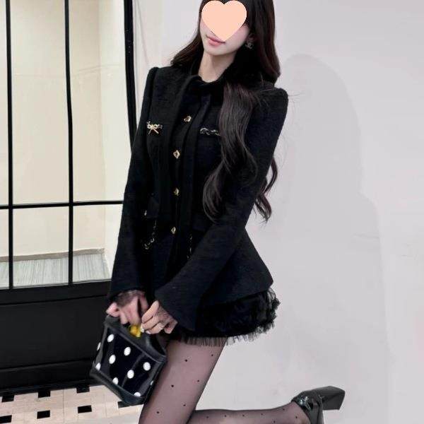 韩系名媛千金小香风收腰外套高腰蓬蓬半身裙秋冬款时尚气质套装女,女装/女士精品,时尚套装,淘宝优惠券,粉丝福利购,淘宝优惠卷