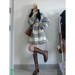 格子呢子大衣女毛呢外套秋冬2025新款赫本风韩系冬天加厚冬季森系