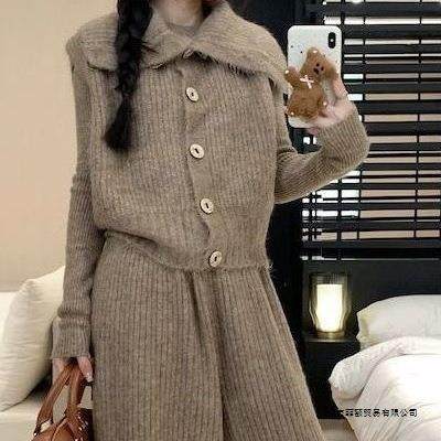 美拉德穿搭小香风高领针织套装女秋冬新款宽松慵懒风休闲阔腿裤厚,女装/女士精品,时尚套装,淘宝优惠券,粉丝福利购,淘宝优惠卷