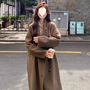韩系驼色呢子大衣女2025秋冬季新款美拉德感小个子毛呢外套潮