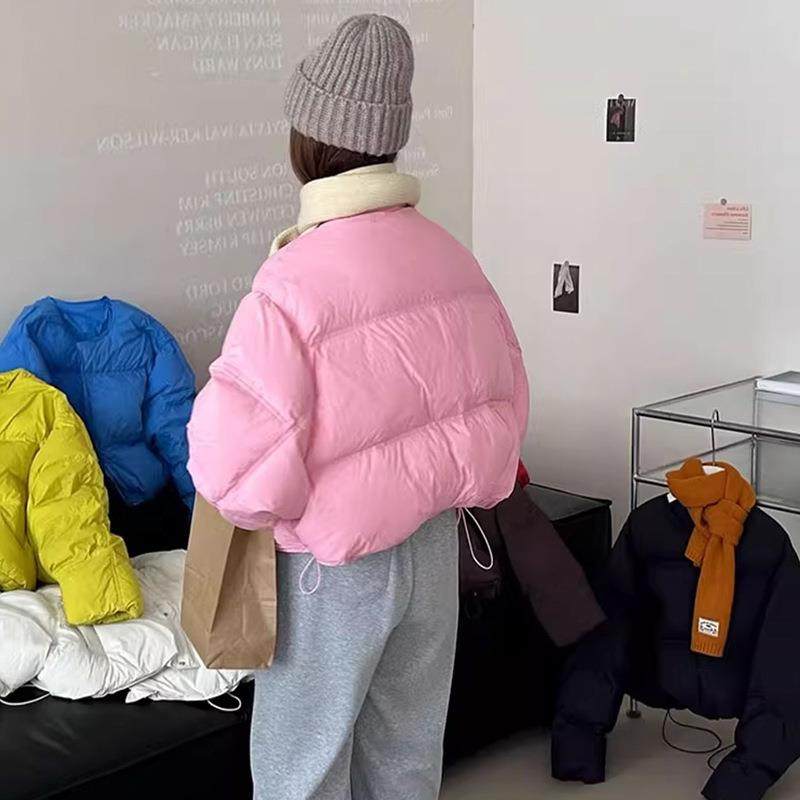 圆领羽绒服女2025冬季时尚糖果色小个子白鸭绒时尚宽松保暖面包服