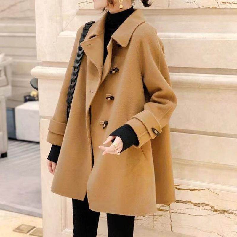 双面羊毛大衣小个子呢子大衣宽松牛角秋冬新款斗篷毛呢外套女跨境,女装/女士精品,大码呢大衣,淘宝优惠券,粉丝福利购,淘宝优惠卷