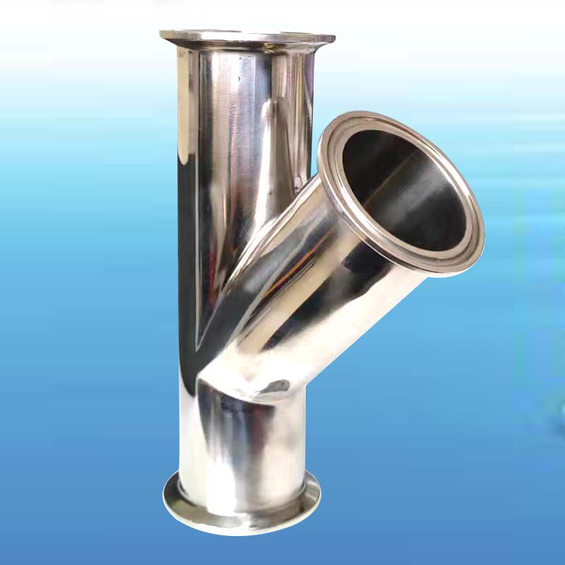 斜三通不锈钢快装三通45度三通y型下水管y型三头通卡箍式y型三通