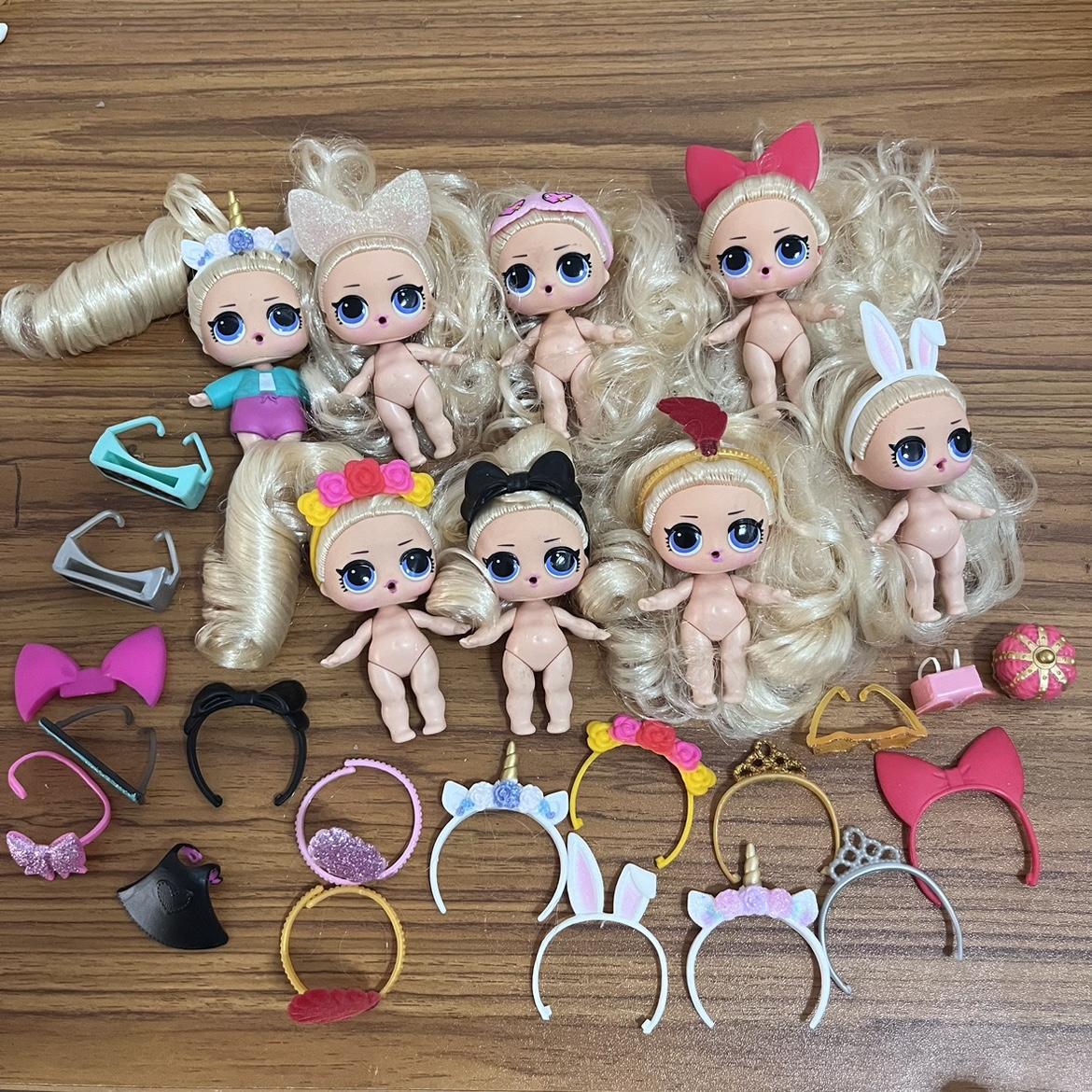 清惊喜玩具娃娃配件配饰眼镜兔耳朵蝴蝶结独角兽发卡发箍 不退换