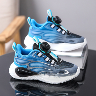 男童鞋春款跑步鞋男孩鞋子网面透气儿童运动鞋中大童男鞋旋转纽扣