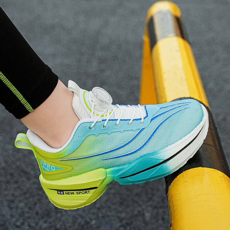 男童竞速跑步鞋网面减震儿童旋转纽扣专业网鞋男孩运动鞋轻便软底