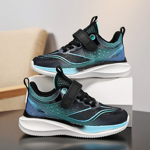 男童运动鞋夏季单网中大童男孩跑步鞋儿童网鞋夏天薄款透气魔术贴
