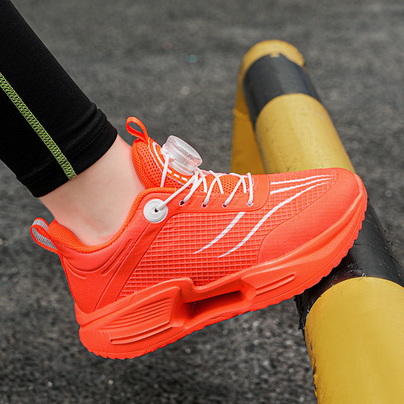 男童运动鞋2026新款儿童网面透气跑步鞋男孩网鞋超轻减震纯色桔红