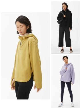 加拿大ark！小众设计感~摇粒绒~复古半拉链~宽松廓形连帽外套4色