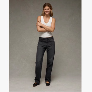 纯甄一批！鹰！straight宽松直筒系列~洋气时髦碳黑~直筒牛仔裤