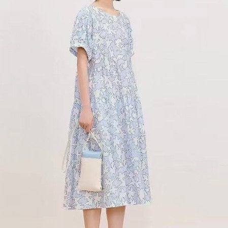 【高定】新款撞色清新印花娃娃裙连衣裙长裙BN-AU2525