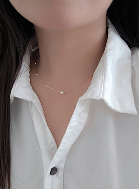 s925纯银不对称圆珠项链女ins冷淡风小众设计简约豆豆拼接蛇骨链