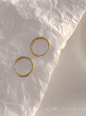 【足银耳圈】通体s999足银光面素圈耳环养耳洞个性简约百搭耳圈