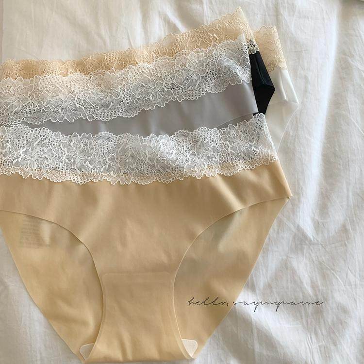 2025新款一片式无痕冰丝蕾丝花边三角裤速干抑菌纯棉裆内裤女轻薄