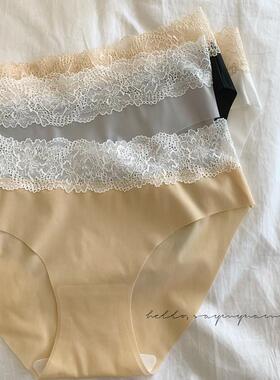 2025新款一片式无痕冰丝蕾丝花边三角裤速干抑菌纯棉裆内裤女轻薄